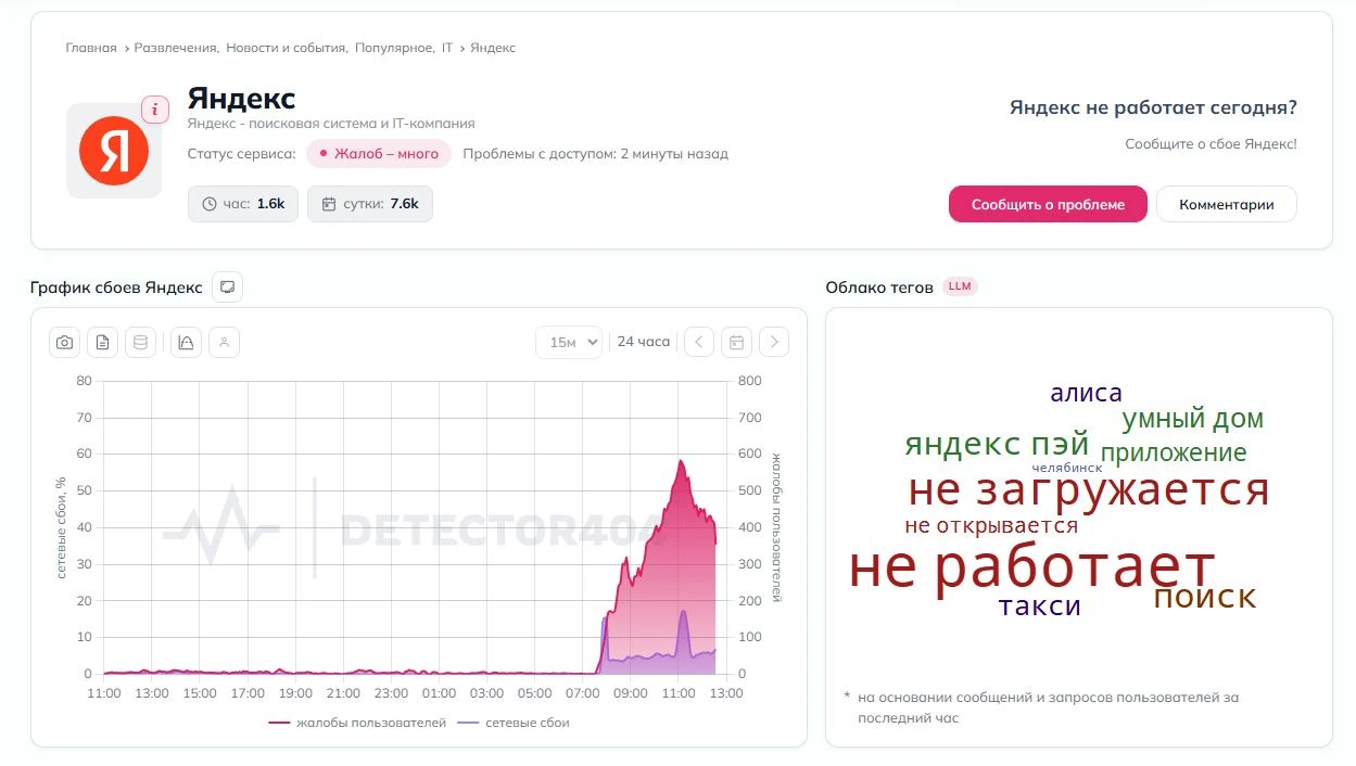 Красноярцы с утра не могут уехать на такси и воспользоваться сервисами Яндекса