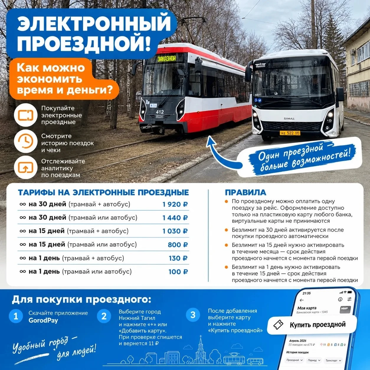 Электронный проездной! Как можно экономить время и деньги с GorodPay