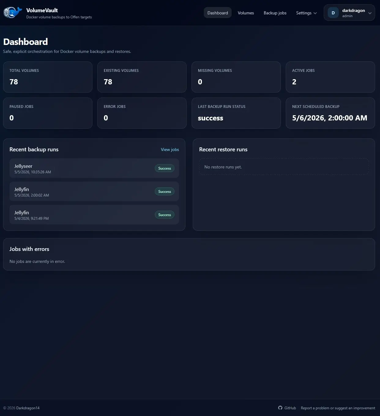 VolumeVault – приложение для своего сервера, которое управляет резервными копиями Docke...