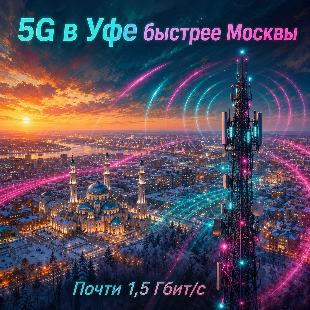 Уфа с одним-единственным оператором обогнала Москву по средней скорости 5G — 693 против...