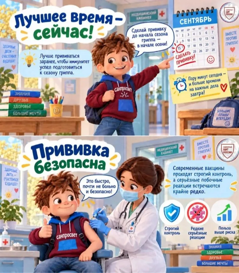 #ПрививкаОтГриппа#ПетяЛентяев#ЗащитаЗдоровья#Санпросвет#ЗдоровыеДниВШколе#Вакцинация#Кр...