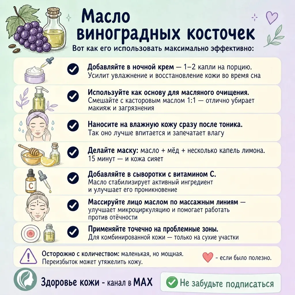 🍇 Масло виноградных косточек для здоровья и красоты кожи