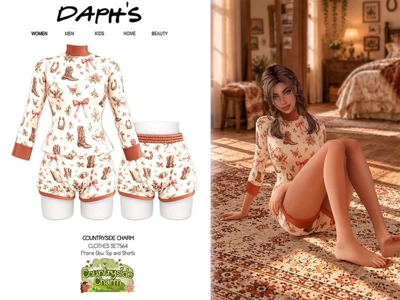 🌸 Комплект Prairie Bow Top and Shorts 🌸