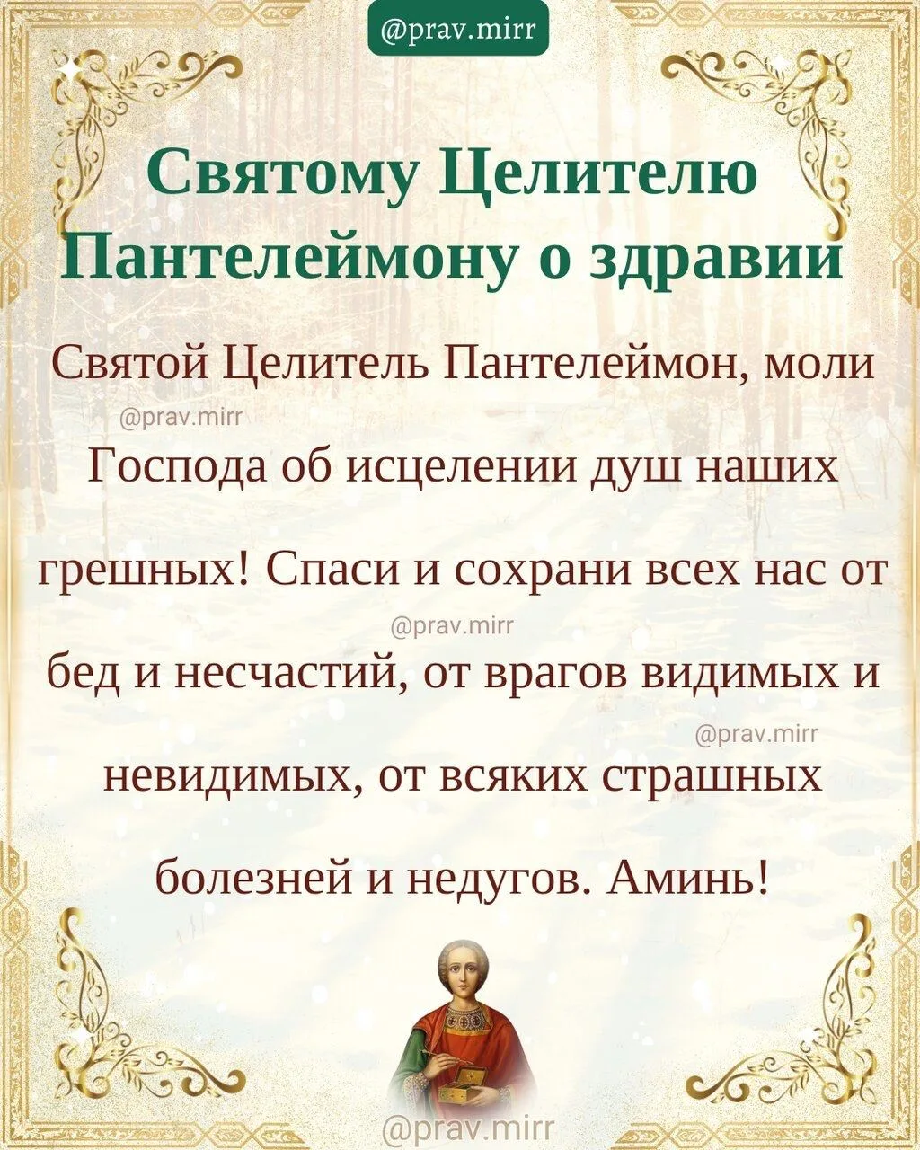 Молитесь святому Пантелеймону, особенно в болезнях и слабости — он помогает обрести исц...