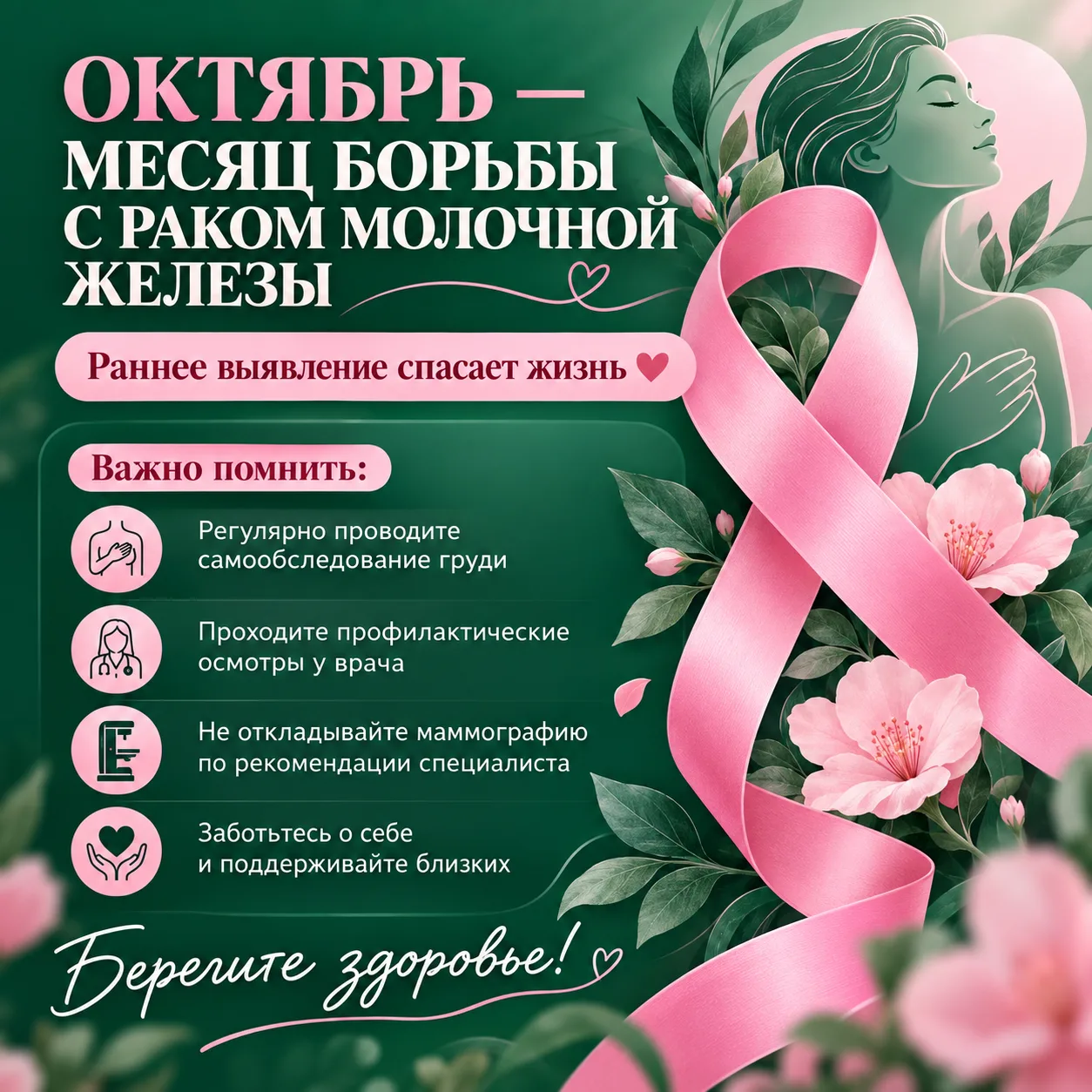 🎗 Октябрь — месяц заботы о себе. Важная тема для каждой женщины
