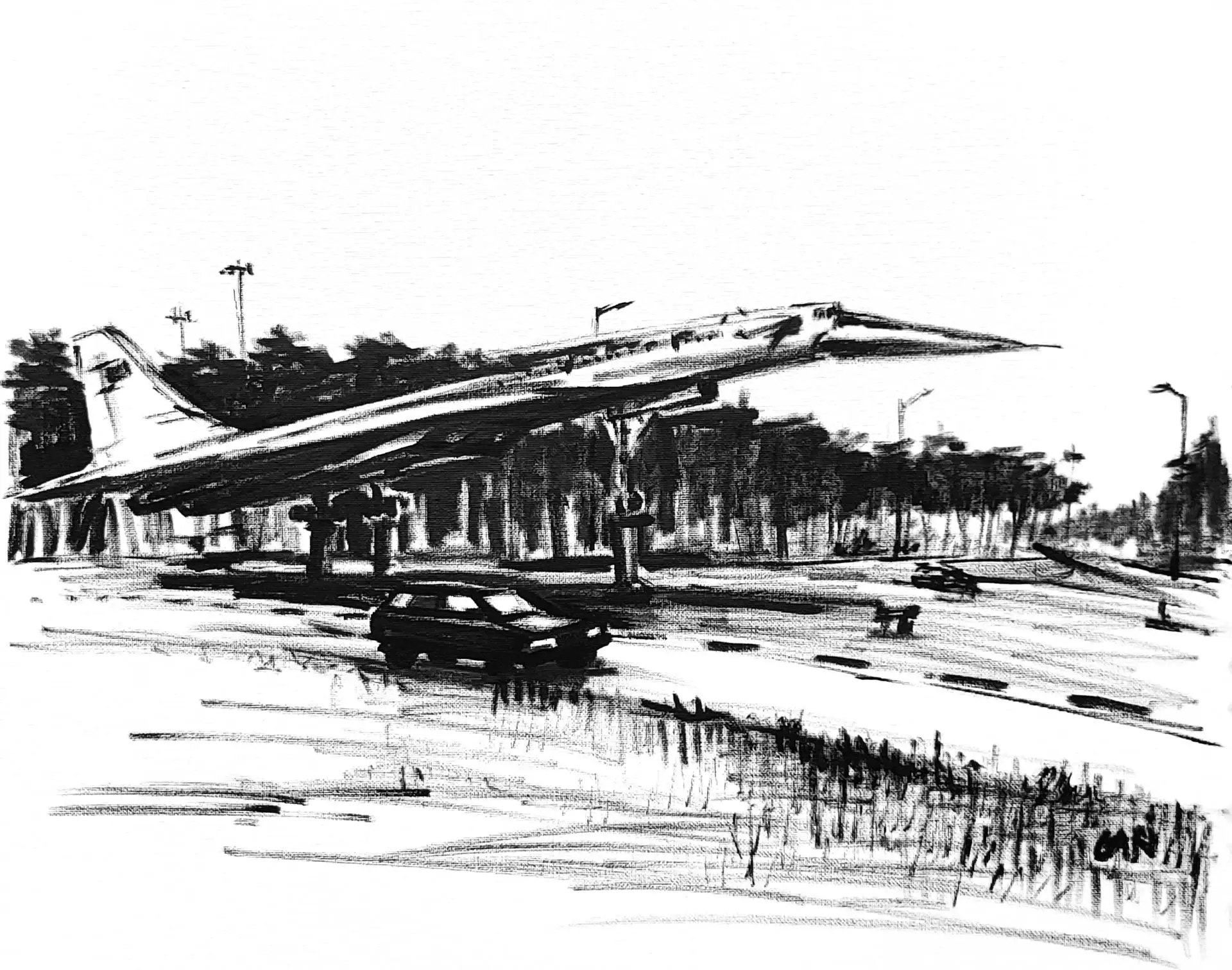 Ту-144, холст/акрил, 50х40