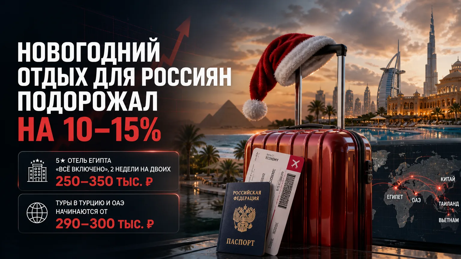 ✈️ Новогодний отдых для россиян подорожал на 10–15%