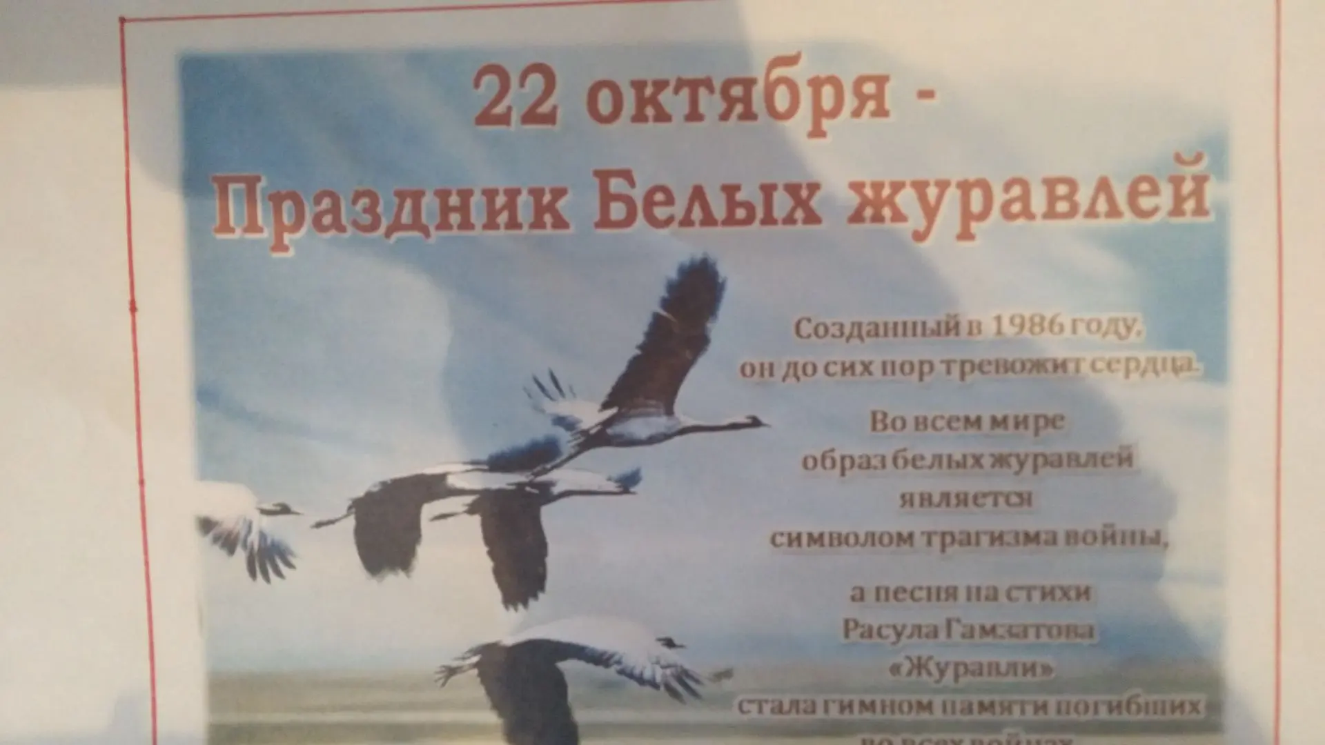 🕊День белых журавлей - это памятная и поэтическая дата, которая посвящена памяти солда...