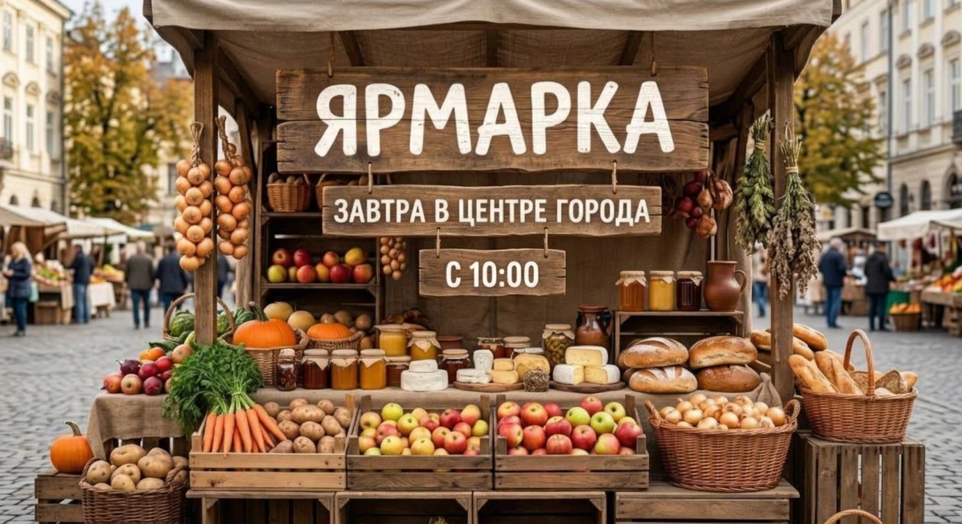 Завтра с 10:00 в центре города будет работать сельскохозяйственная ярмарка 🍎