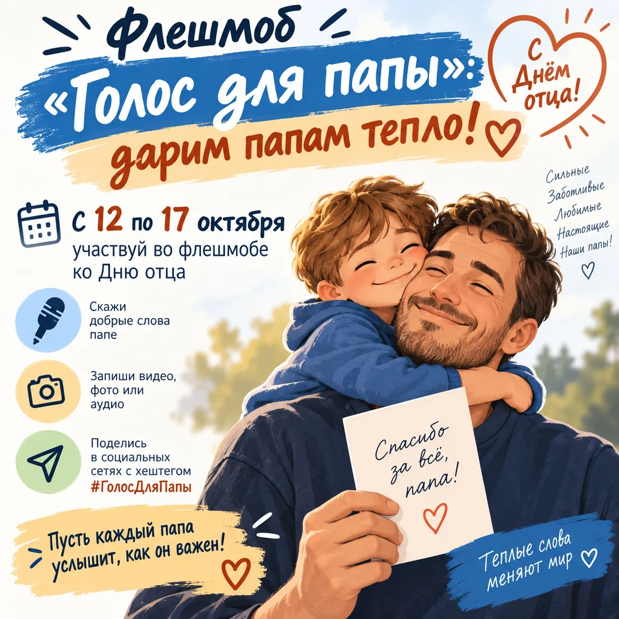 🎉 Флешмоб «Голос для папы»: дарим папам тепло! 🎉