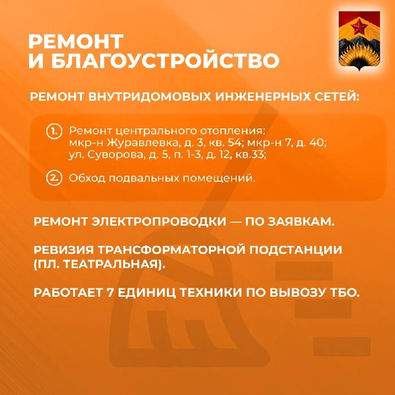 Сводка ЖКХ (ремонт и благоустройство) в Шахтерске на 15 октября