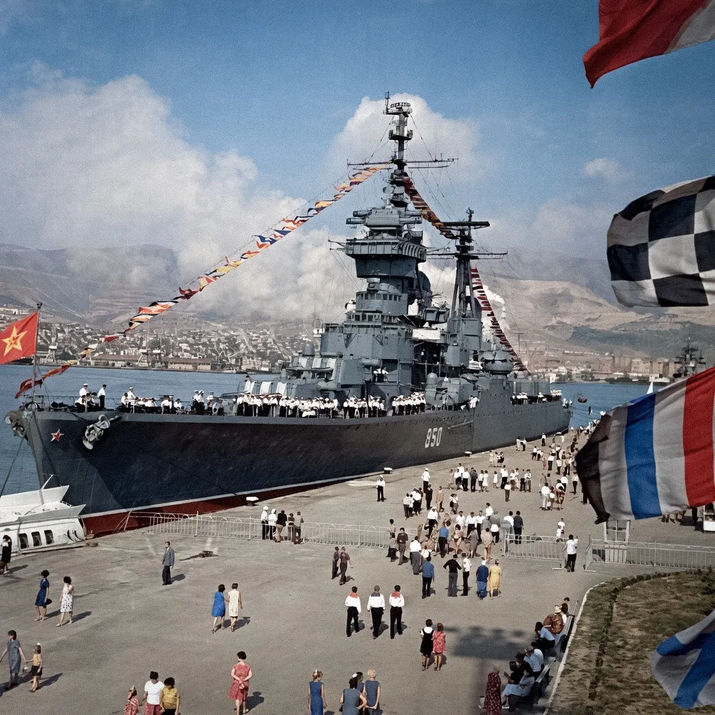 Крейсер "Михаил Кутузов" с визитом в Новороссийске, 1968 год.