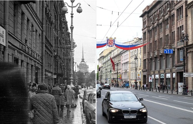 Ленинград и Санкт-Петербург на одном фото
