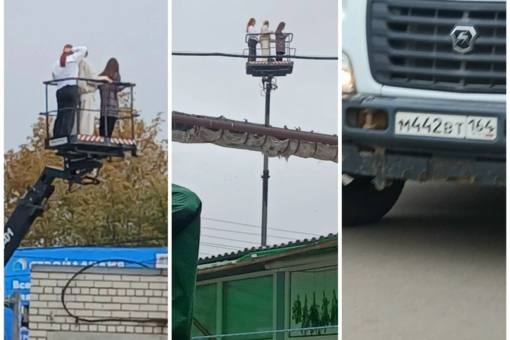 «Девочки на вышке»: жители Саратова засняли, как возле рядов Сенного рынка при помощи м...