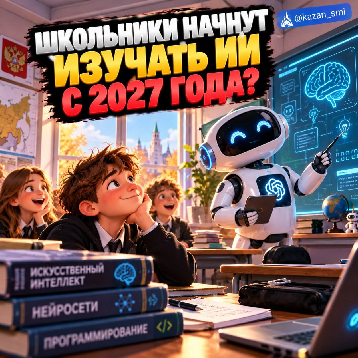 📚Школьники начнут изучать ИИ с 2027 года?