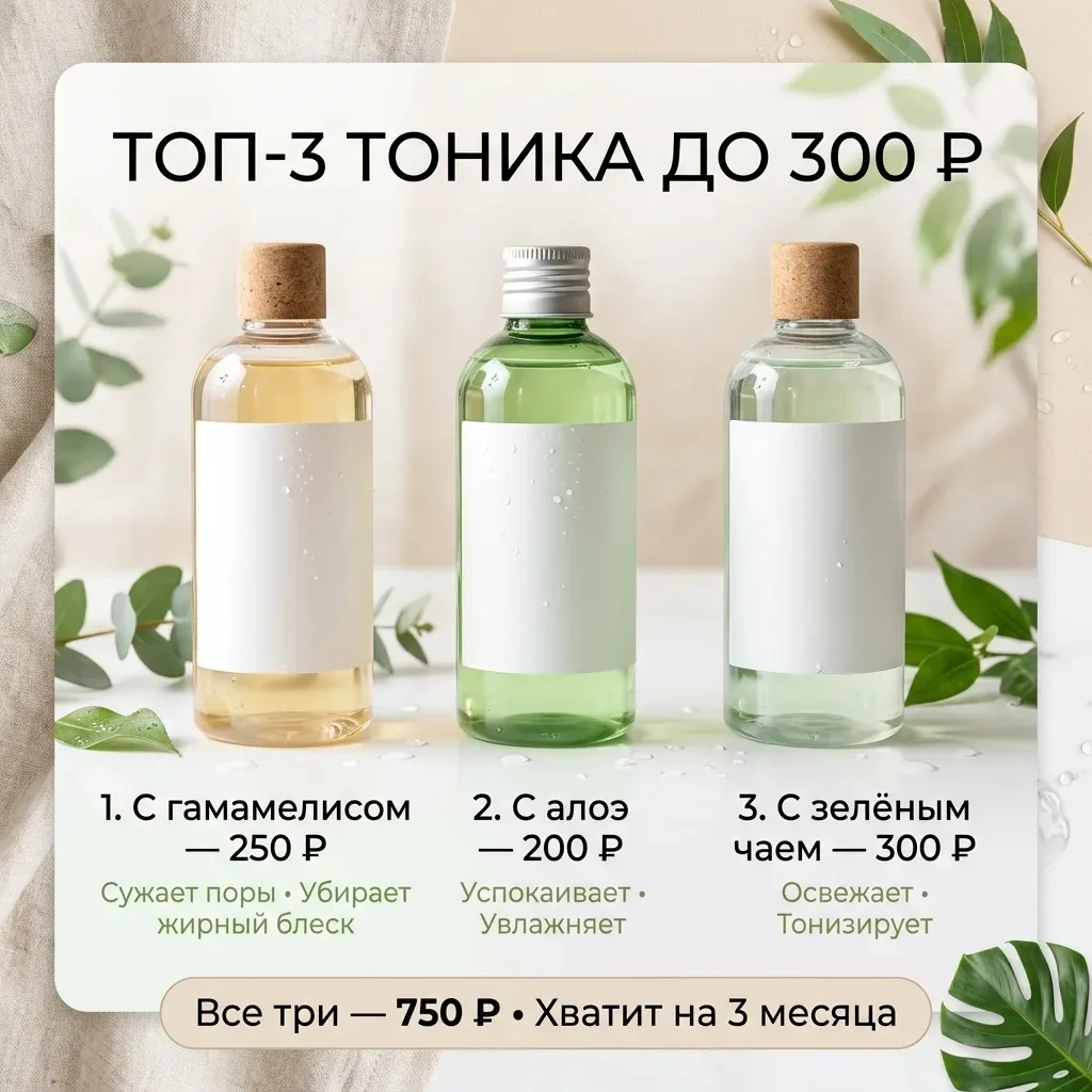 Топ-3 бюджетных тоника до 300 руб