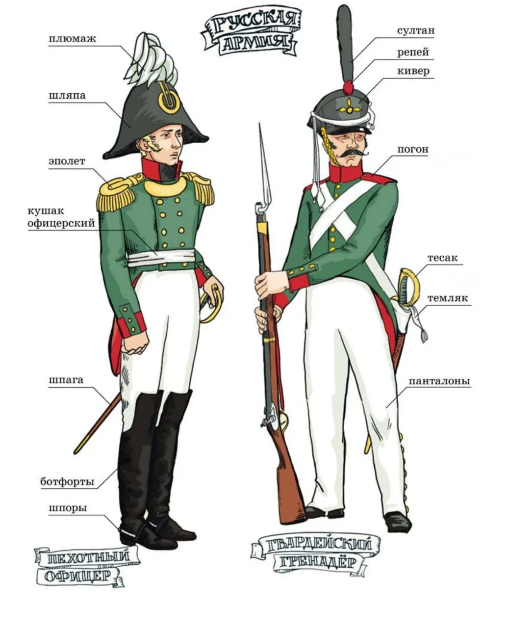 Обмундирование русской армии к 1812 году