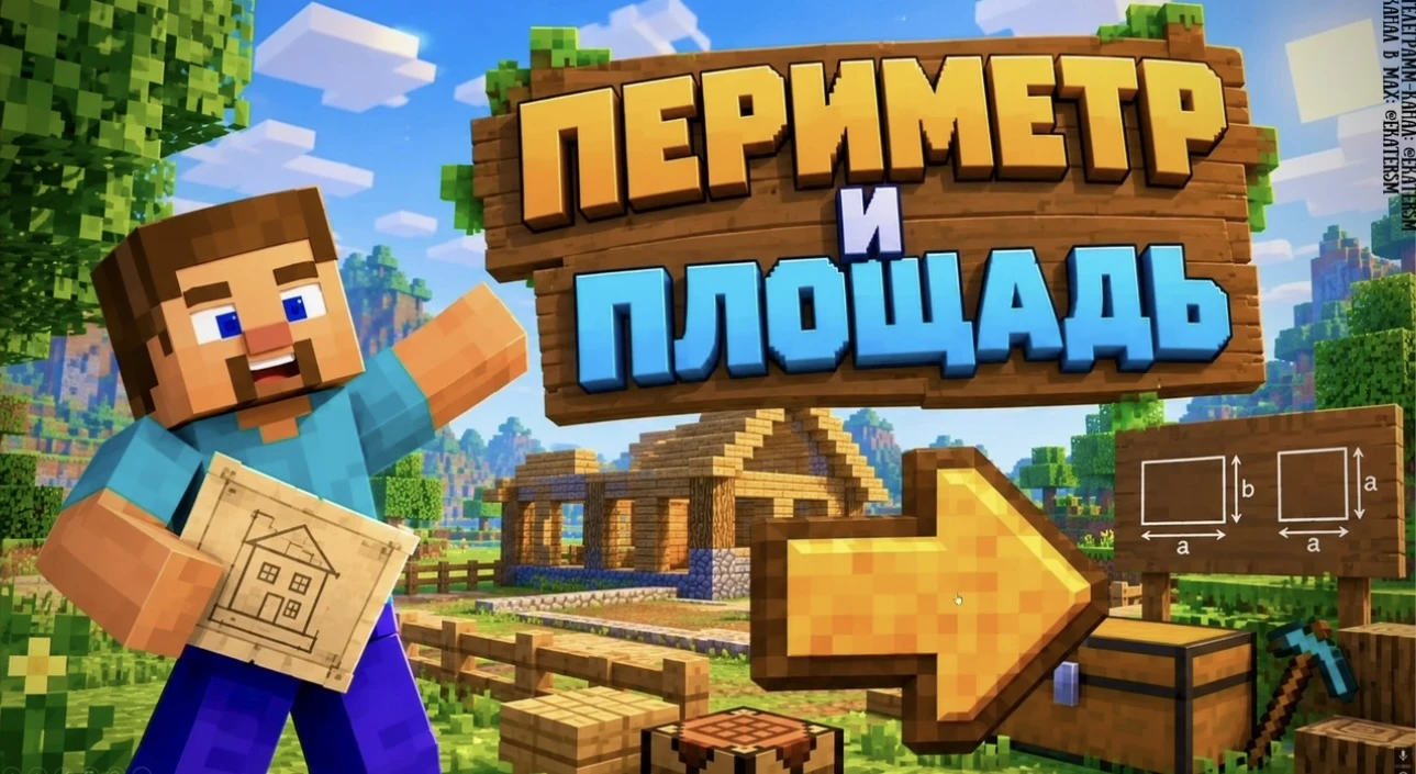 Большой комплексный урок по теме "Площадь и периметр" в стиле игры Minecraft - 2, 3, 4 ...