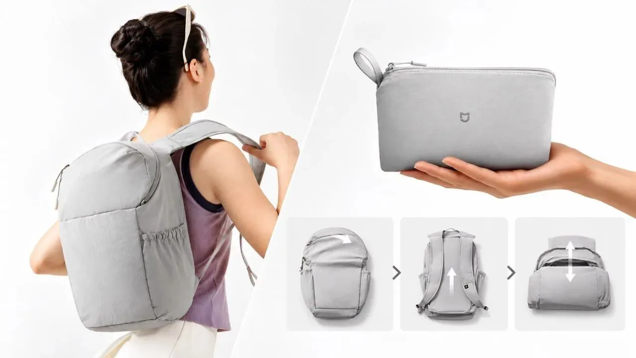 Mijia Lightweight Mini Backpack это рюкзак от Xiaomi, который можно свернуть до размера...