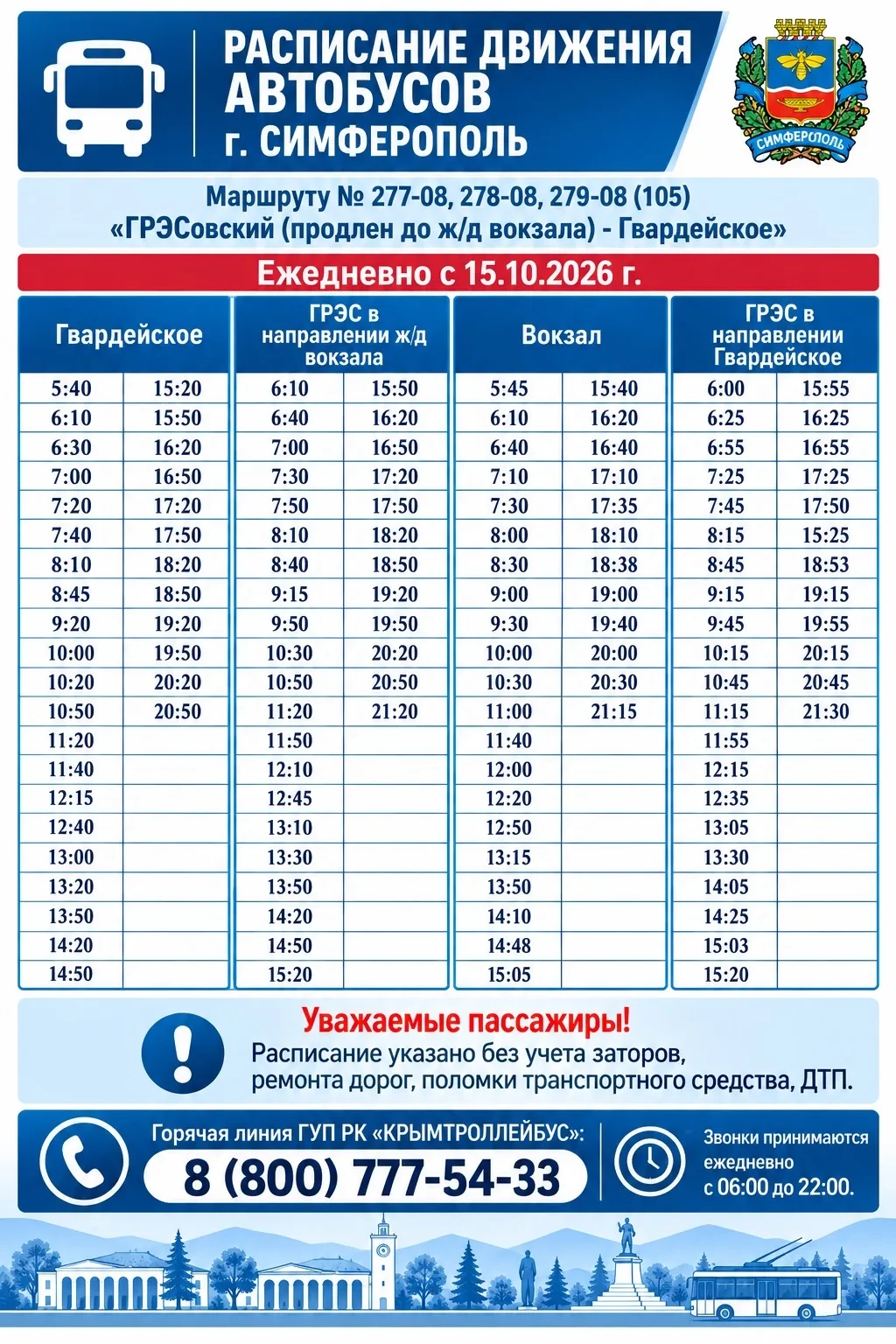 🚌 В Симферополе автобусный маршрут №105 продлят до железнодорожного вокзала в тестовом...