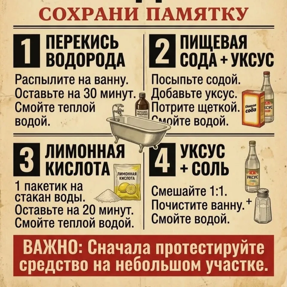 🛁 Как отмыть ванну добела