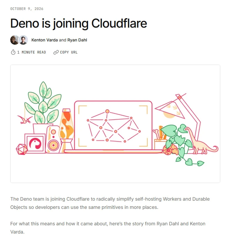 Cloudflare поглотила JavaScript-платформу Deno и прекратит её разработку