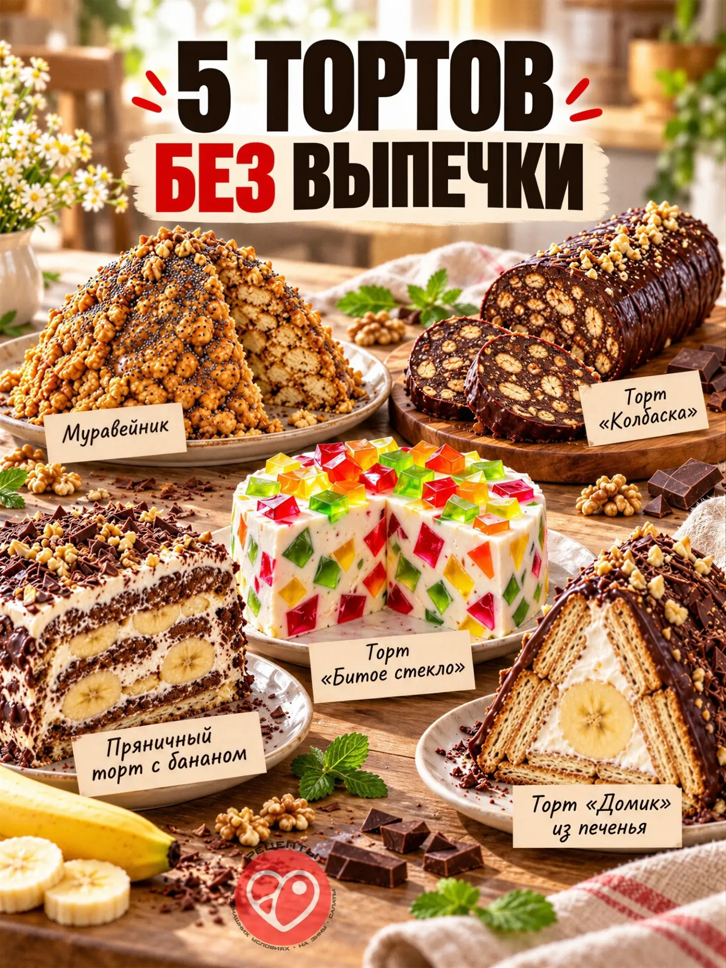 🍰 5 тортов без выпечки, которые легко приготовить дома!