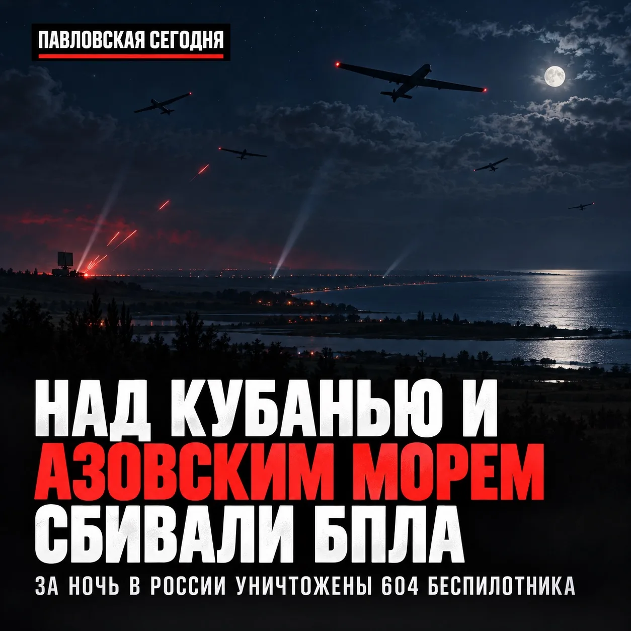 🚨 Ночью над Кубанью и Азовским морем сбивали беспилотники
