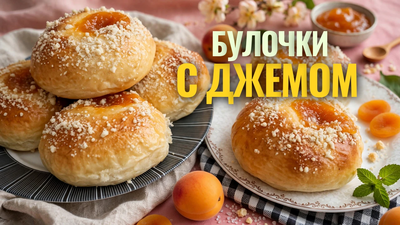 🥐 Мягкие булочки с джемом и хрустящей посыпкой