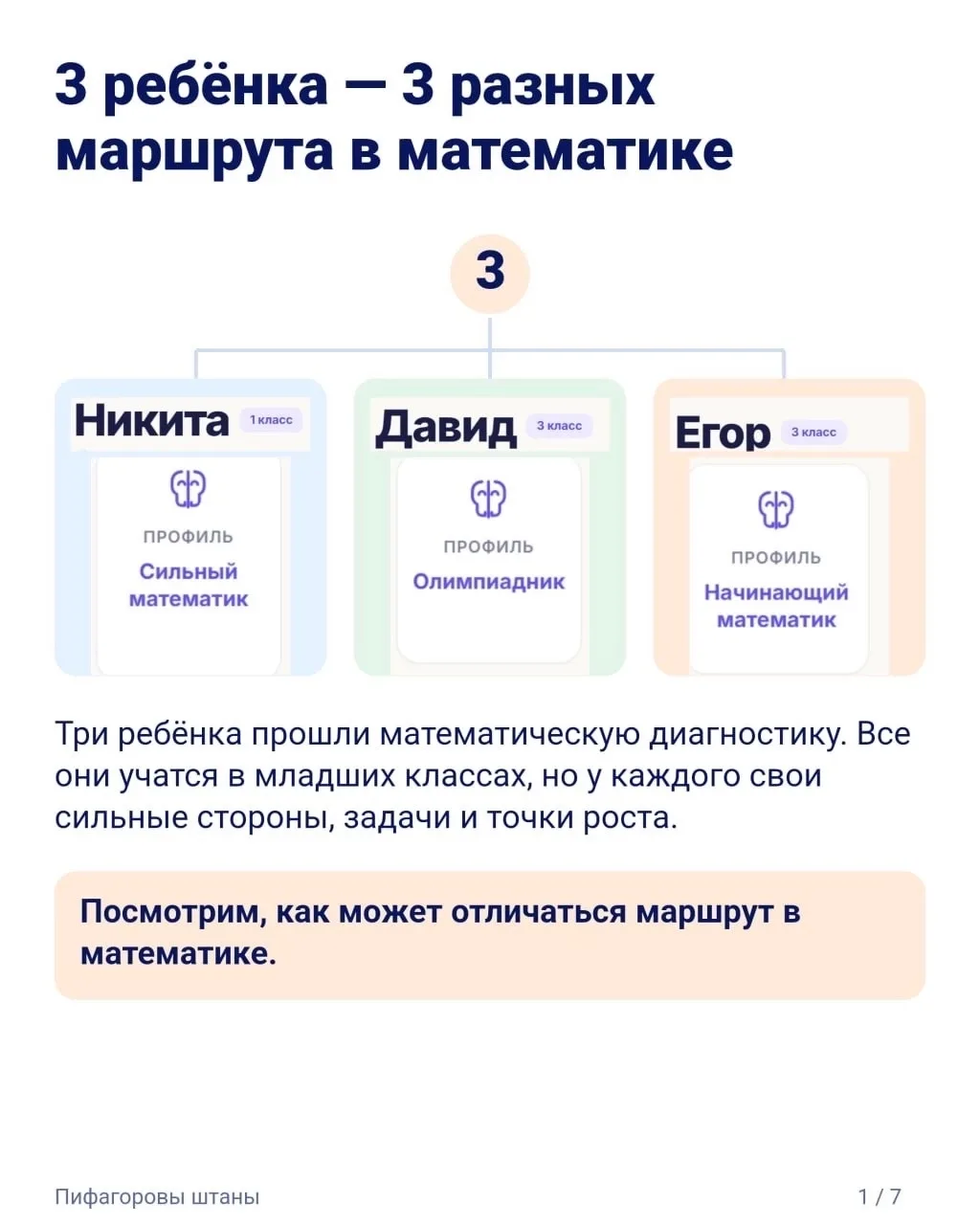 3 ребёнка — 3 разных маршрута в математике 🔥