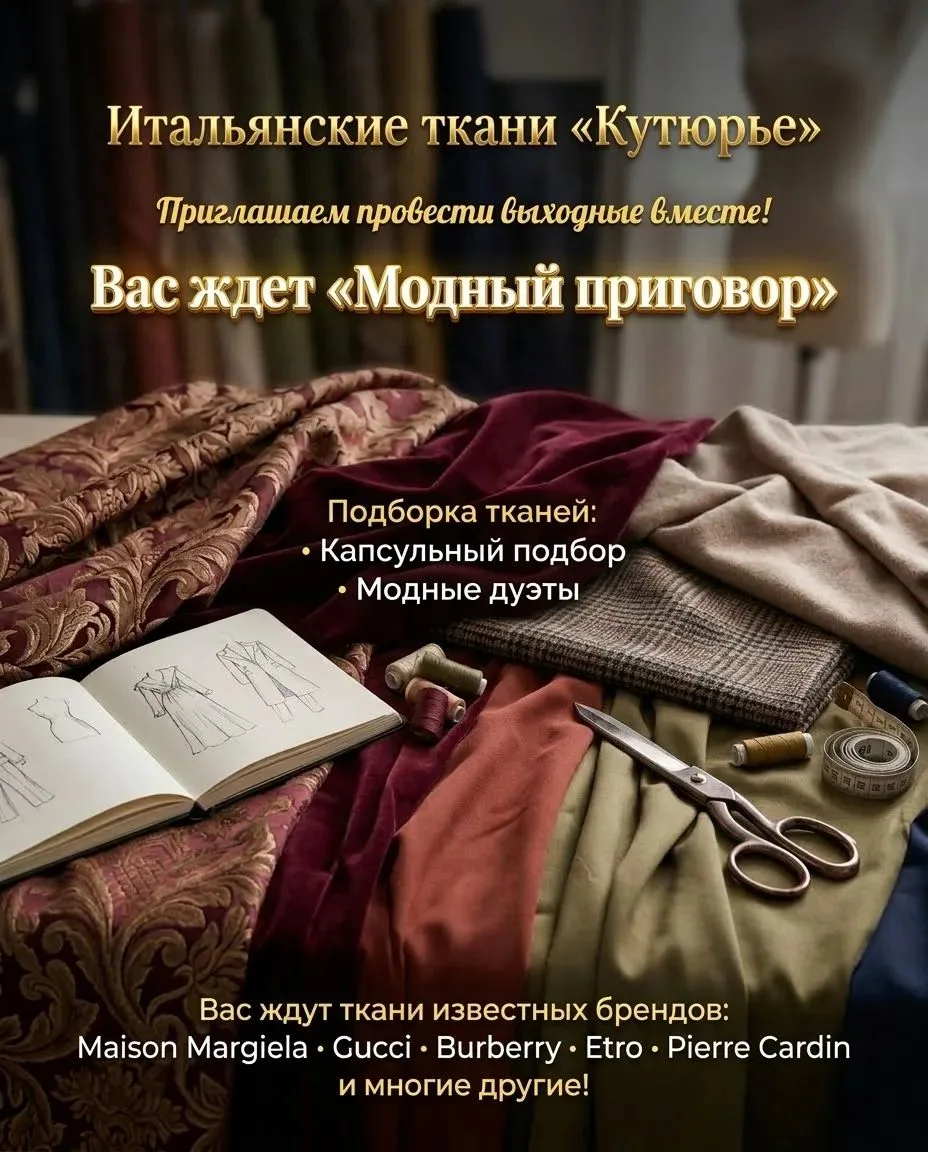 ✨ Проведем эти выходные вместе? Ваши любимые итальянские ткани «КУТЮРЬЕ» уже ждут! ✨