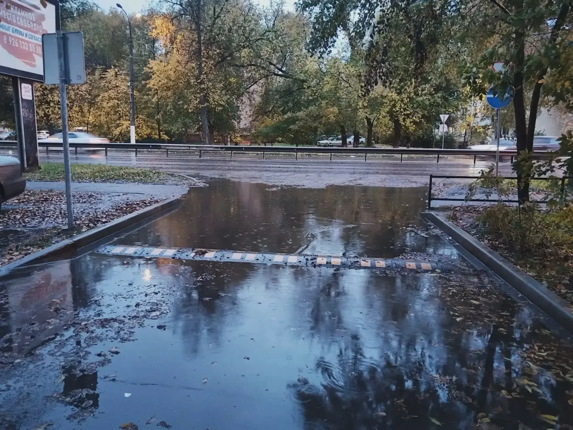 После укладки асфальта во дворе появилась лужа