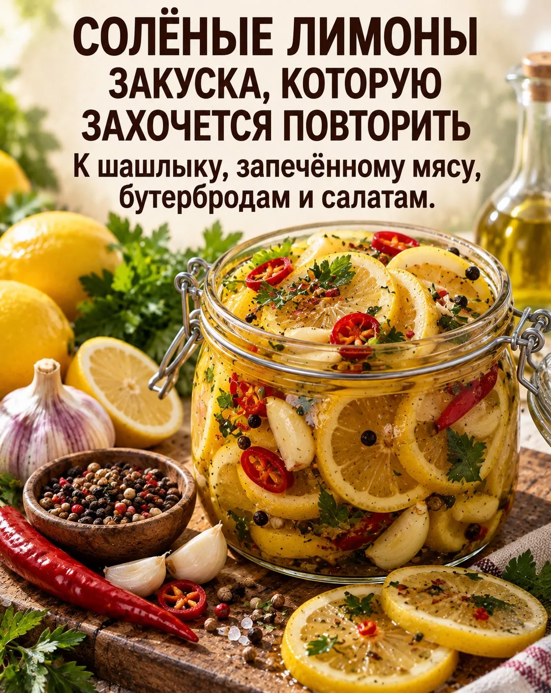 🍋 Лимоны можно не только добавлять в чай — попробуйте их засолить!