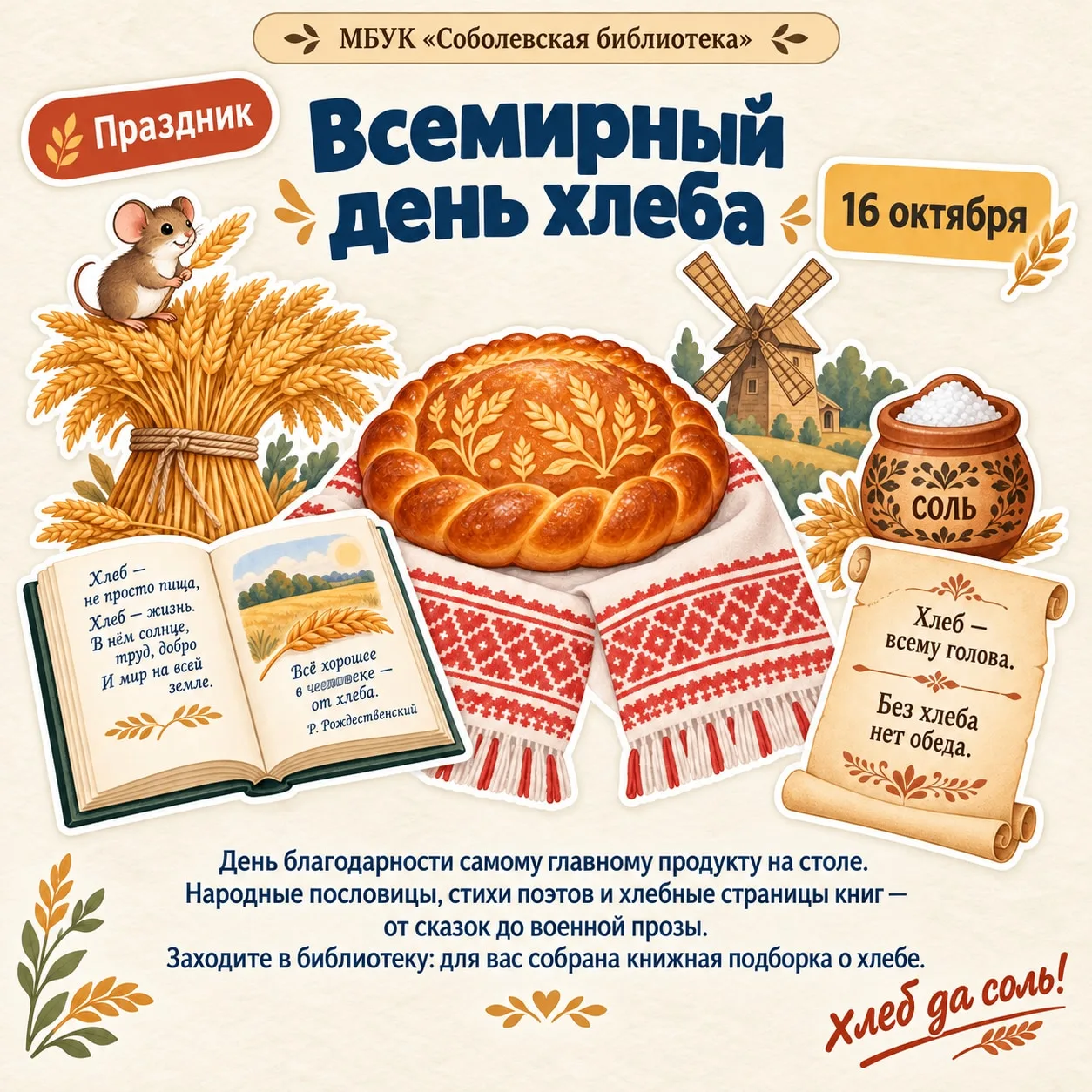 16 октября – Всемирный день хлеба 🌾📚