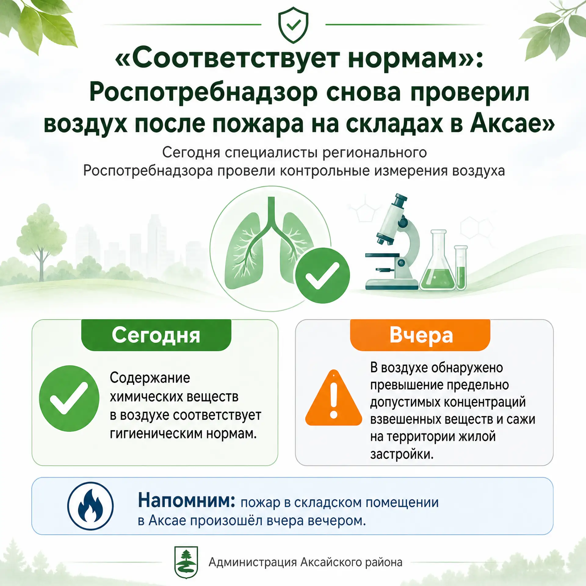 «Соответствует нормам»: Роспотребнадзор снова проверил воздух после пожара на складах в...