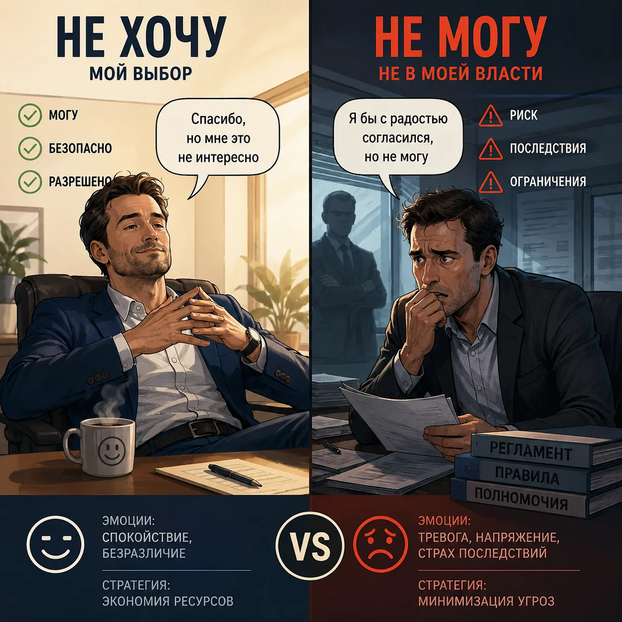 "Не хочу" vs "Не могу". Давайте разберемся в причинах отказа! 🤔