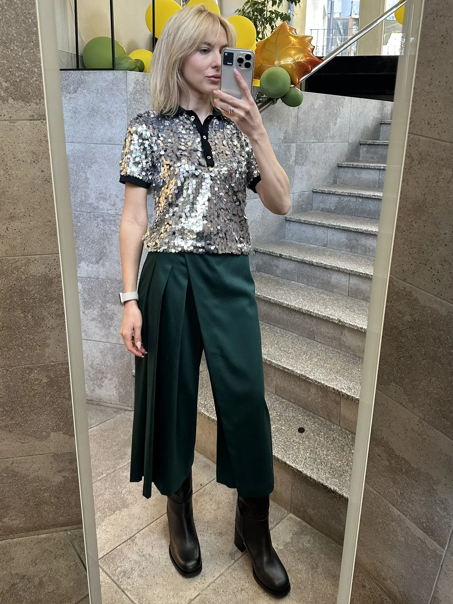 Кюлоты из шерсти в изумрудном цвете от бренда SEMICOUTURE 44-46p