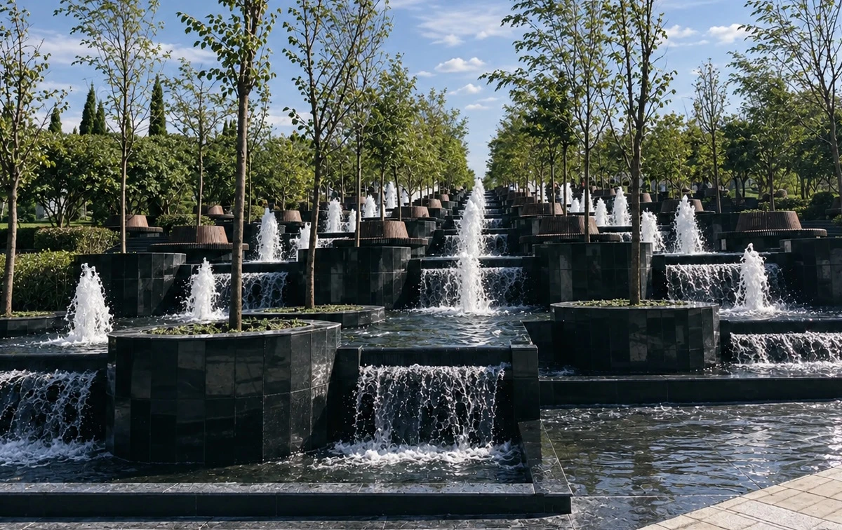 В парке «Краснодар» открыли каскадный фонтан «10 ступеней»