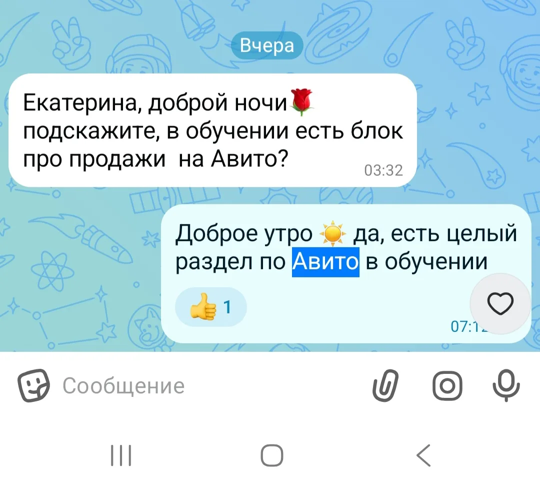 Меня часто спрашивают: «А Авито в обучении есть?»