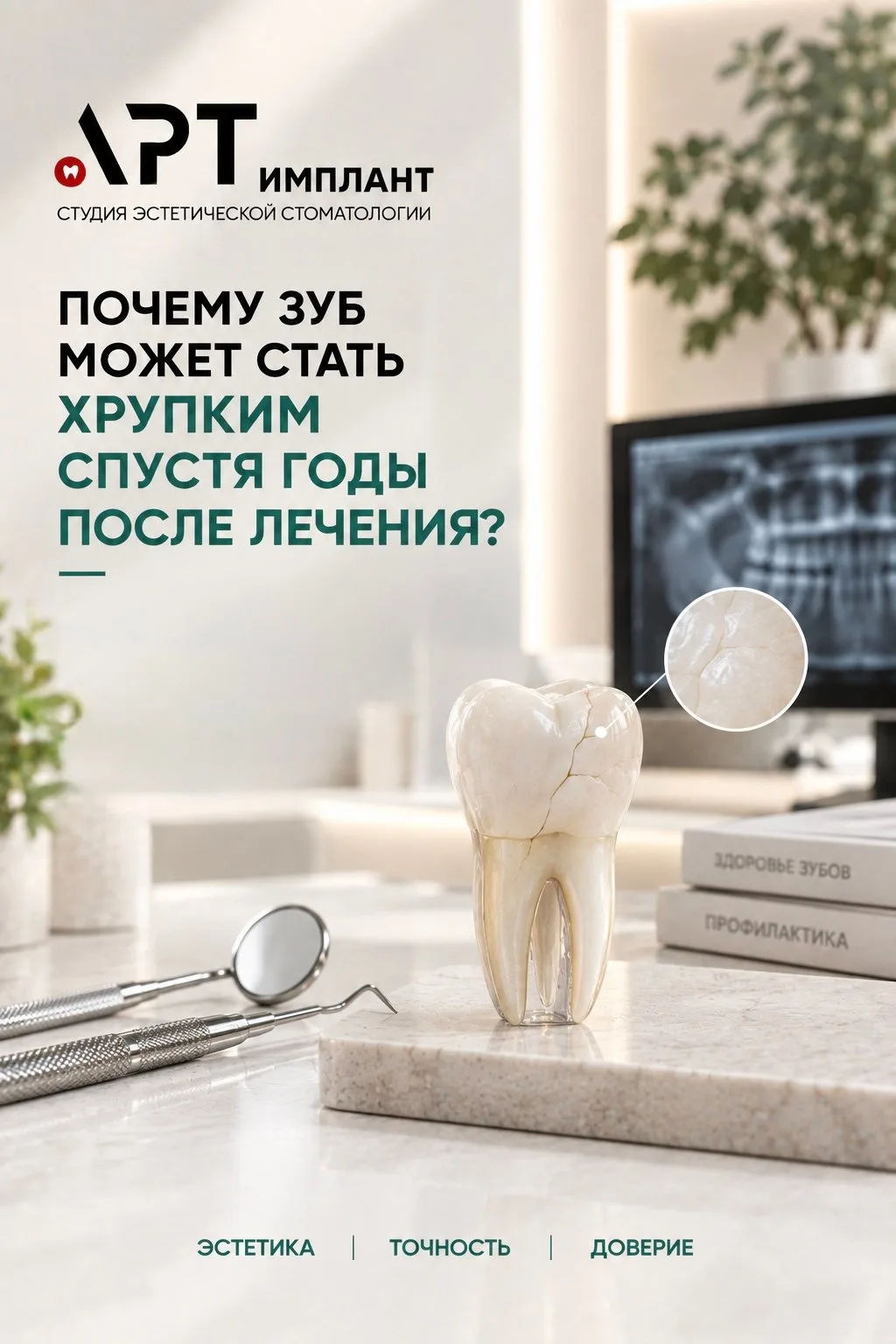 Почему зуб может стать хрупким спустя годы после лечения?