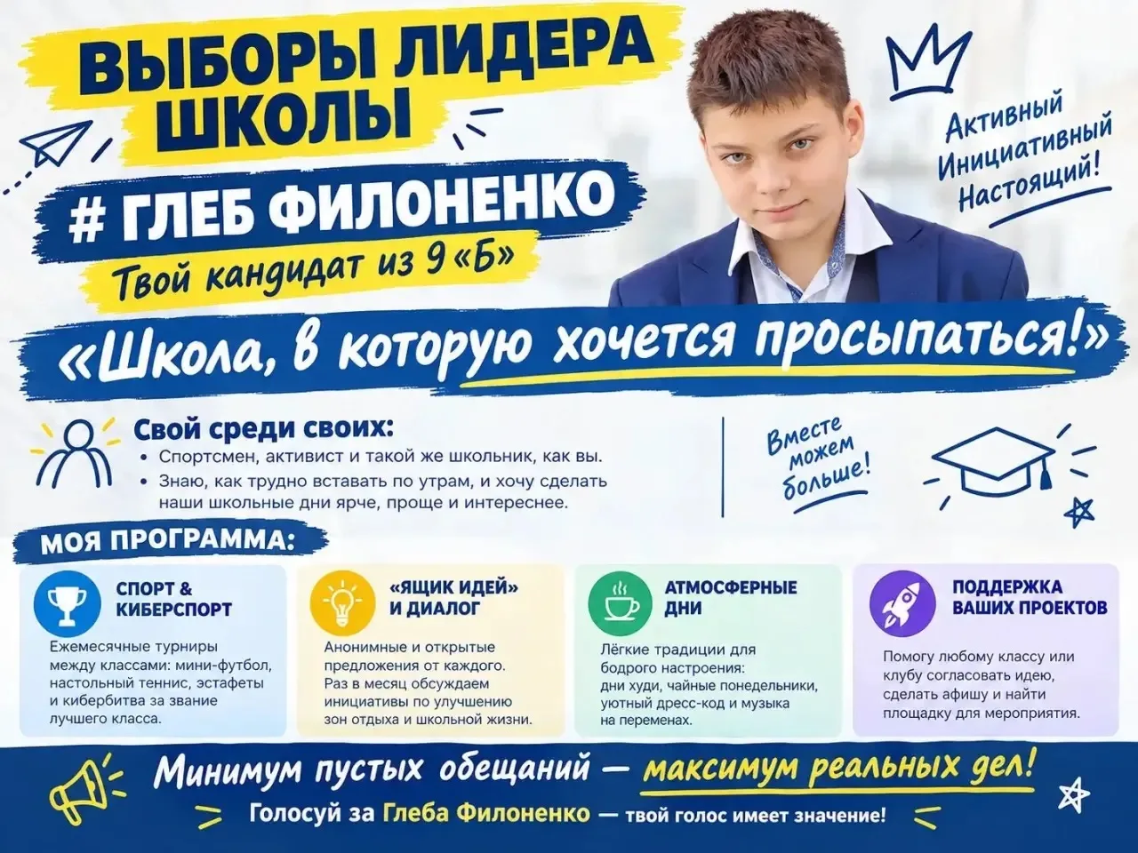 Привет! Я — Глеб Филоненко из 9 «Б»