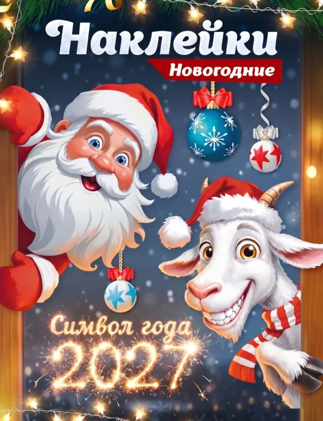 Наклейки новогодние на окна, Новый год интерьерные