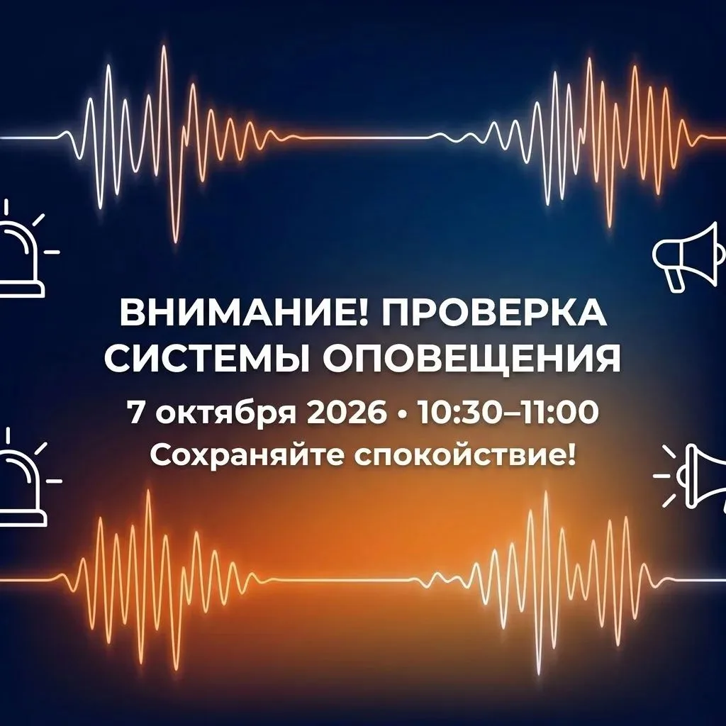📢 7 октября 2026 года с 10:30 до 11:00 пройдёт плановая проверка системы оповещения. Б...
