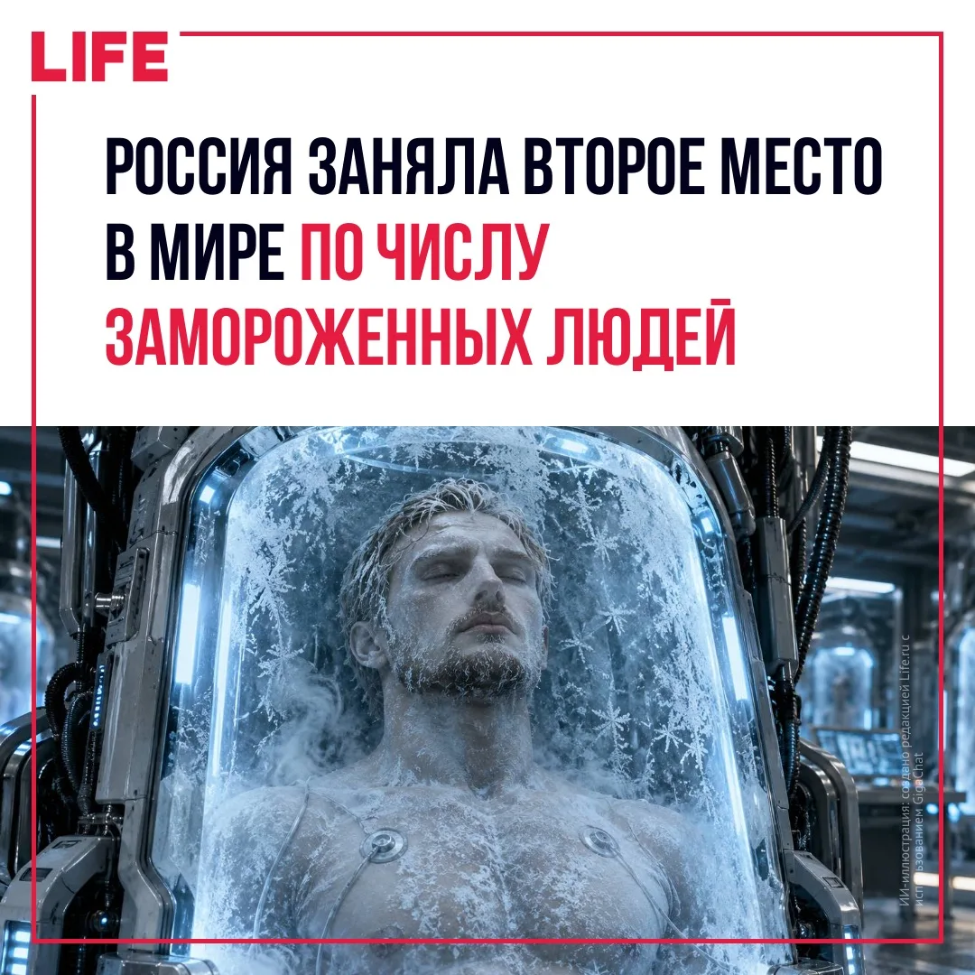 Россия занимает второе место в мире по числу криосохранённых людей. У нас их — 109, в С...