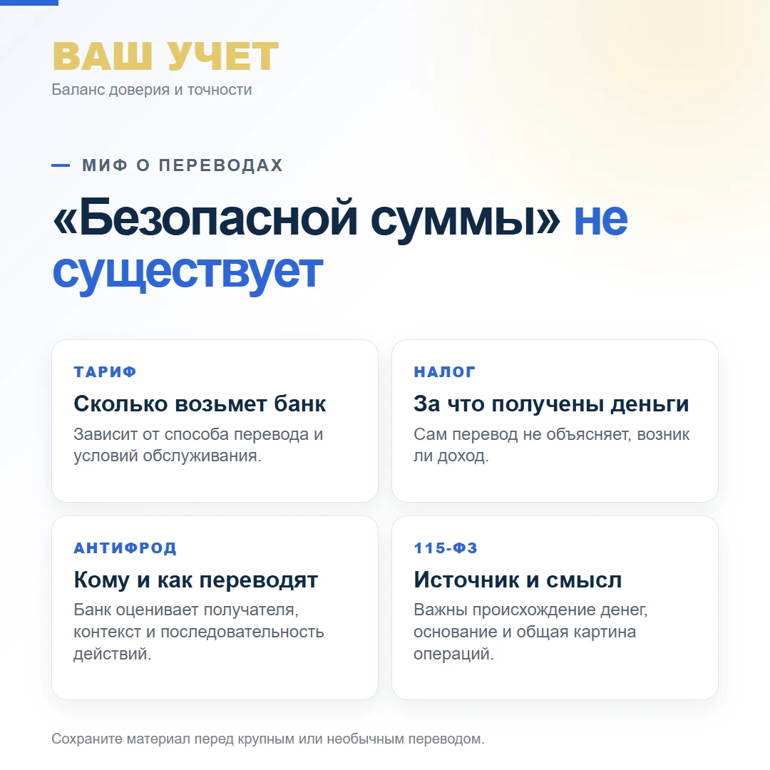 «Безопасной суммы» перевода не существует.