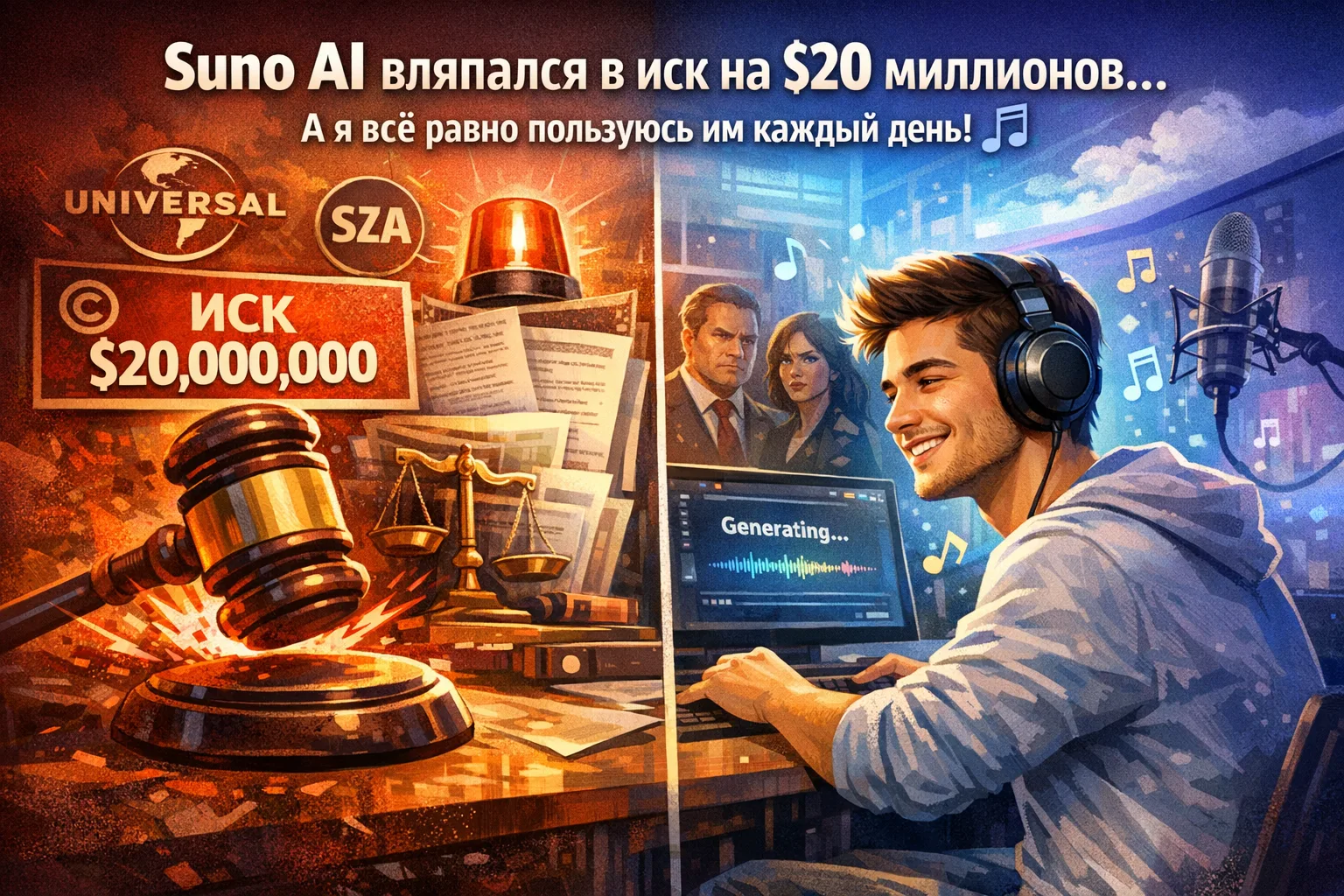 Suno AI только что вляпался в иск на $20 млн. И я всё равно пользуюсь им каждый день 🎵