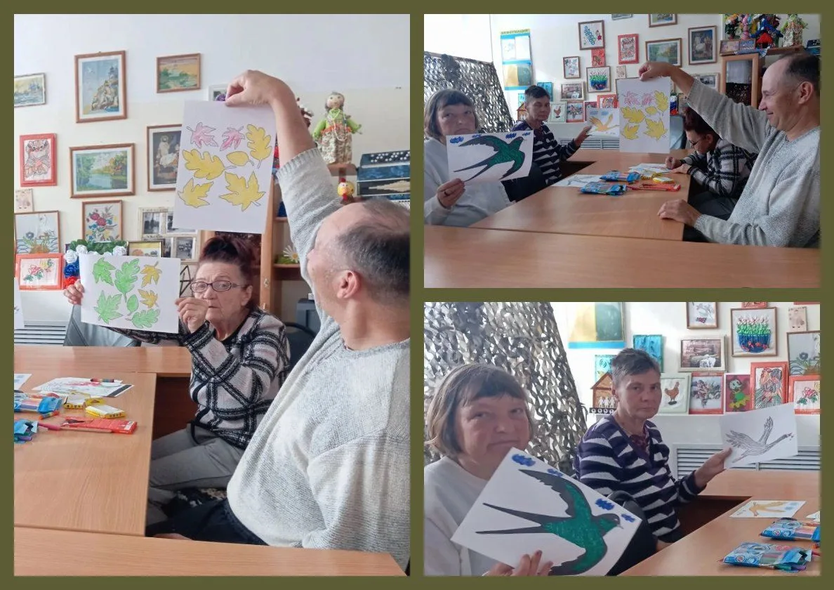 🍁 Осенние краски ! 🍁Наши проживающие с радостью раскрашивали птичек и осенние листочк...