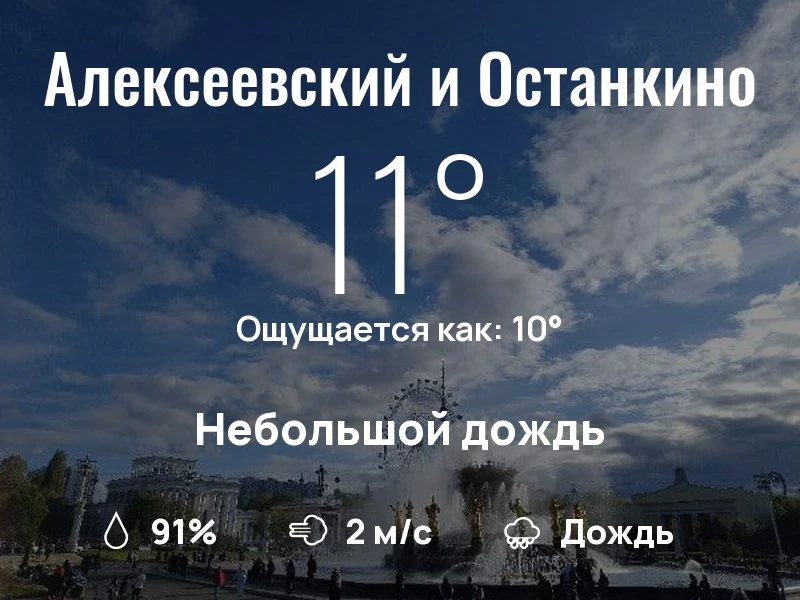 Что с погодой в районе ВДНХ?