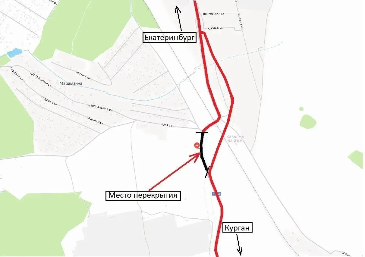 На участке а/д Р-354 км 54 - км 55, движение организовано по путепроводу со съездом с о...