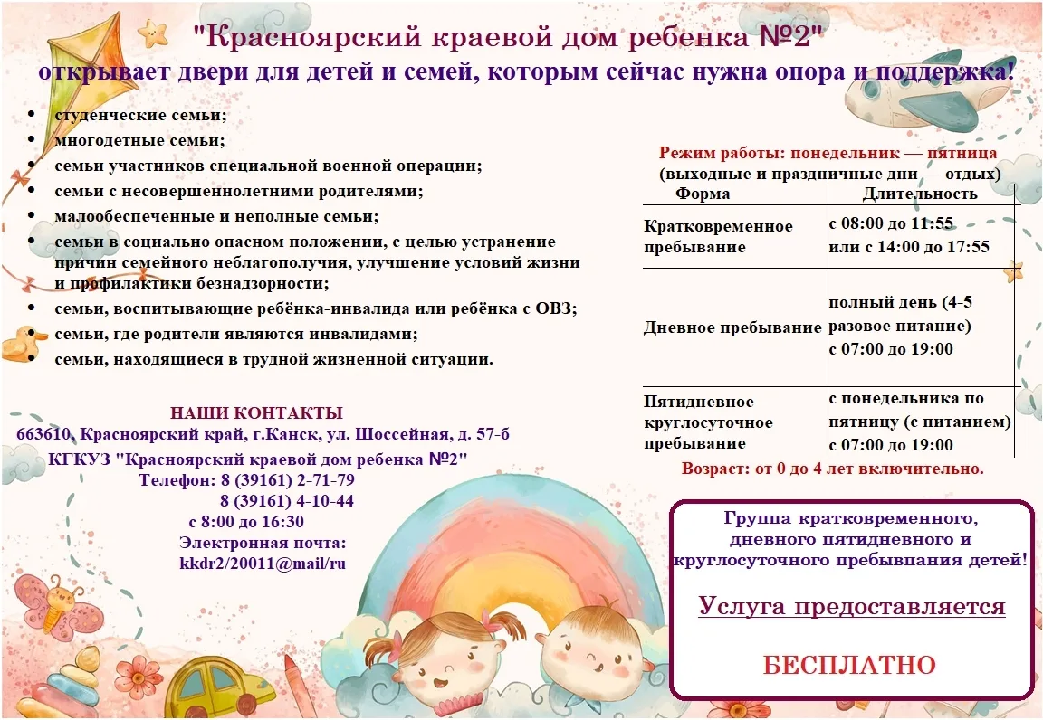Группа кратковременного, дневного, круглосуточного пребывания